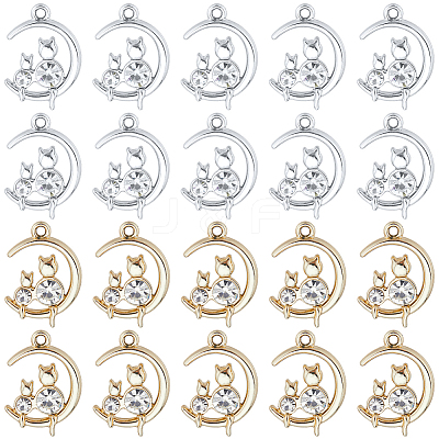 36Pcs 2 Colors Alloy with Rhinestone Pendants RB-SC0001-09-1
