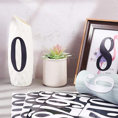 12 Sheets 2 Colors Number 0~9 PVC Waterproof Self-Adhesive Sticker DIY-NB0007-28-1