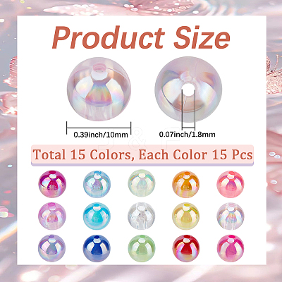 15 Colors Transparent Acrylic Beads MACR-PA0001-04C-1
