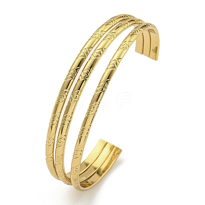 PVD Vacuum Plating 202 Stainless Steel Multi-strand Open Cuff Bangles for Women BJEW-M317-07E-G-1