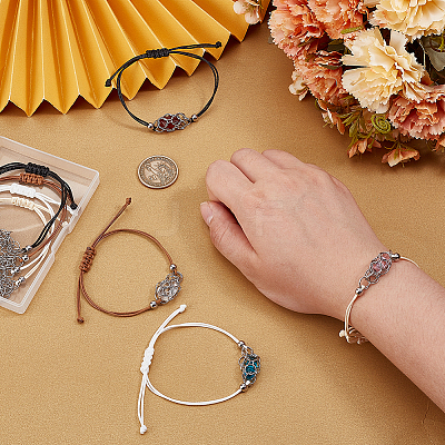 8Pcs 4 Colors 304 Stainless Steel Macrame Pouch Bracelet Making for Stone Holder AJEW-PH0011-84-1