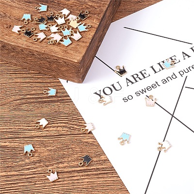 Light Gold Plated Alloy Enamel Charms ENAM-CJ0001-09-1