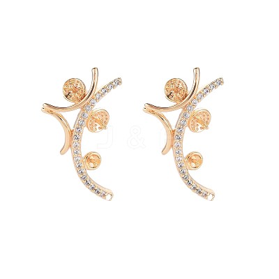 Brass Micro Pave Clear Cubic Zirconia Stud Earring Findings KK-S364-134-1