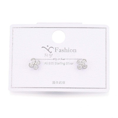 925 Sterling Silver Micro Pave Clear Cubic Zirconia Flower Stud Earrings STER-N016-86P-1