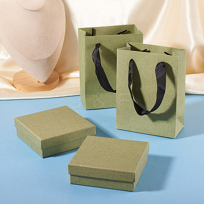 2Pcs Square Paper Jewelry Display Cases CON-TA0001-39F-01-1