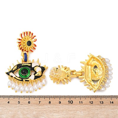 Alloy Enamel Evil Eye Dangle Stud Earrings EJEW-C144-01G-1