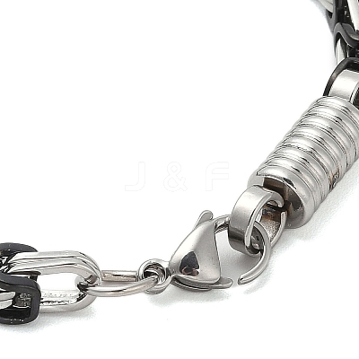 Grooved Column 304 Stainless Steel Byzantine Chain Bracelets Hand Polished for Men BJEW-B093-07BP-1