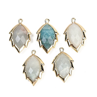 Natural Flower Amazonite Faceted Leaf Pendants G-I375-04G-21-1