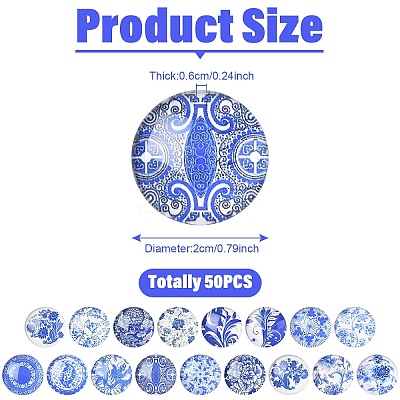 50Pcs Printed Glass Cabochons GGLA-YW0001-22-1