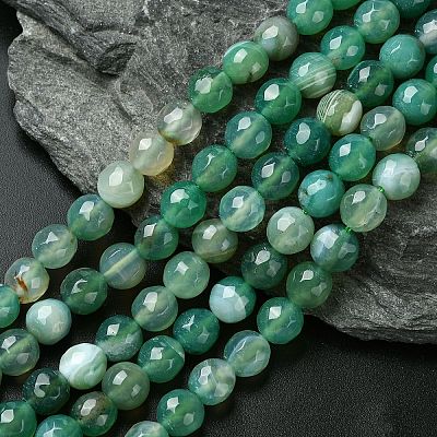 Natural Striped Agate/Banded Agate Beads Strands G-G581-8mm-12-1