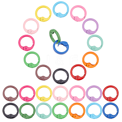 28Pcs 14 Colors Spray Painted Alloy Spring Gate Rings FIND-PH0007-90-1