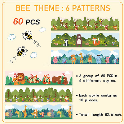 60pcs Coated Paper Border Decorative Stickers STIC-WH0020-003-1