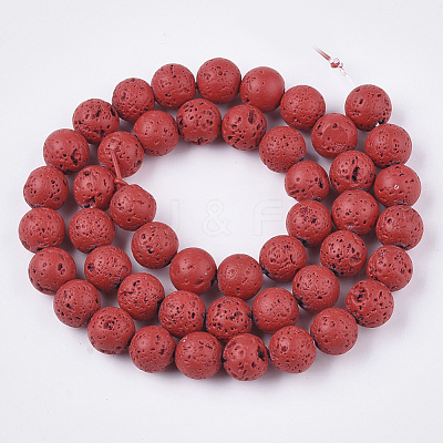 Spray Painted Natural Lava Rock Beads Strands X-G-N0324-C-05-1