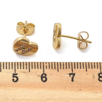 Rack Plating Brass Micro Pave Clear Cubic Zirconia Stud Earrings EJEW-K299-01G-N-1
