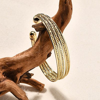 Brass Open Cuff Bangles BJEW-Z093-01G-1
