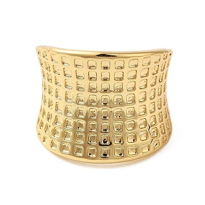 Tartan Brass Wide Open Cuff Rings for Women RJEW-A046-11G-1