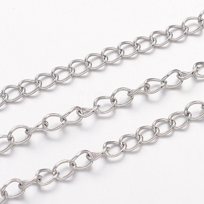 Tarnish Resistant 304 Stainless Steel Curb Chains CHS-K005-03P-0.6mm-1