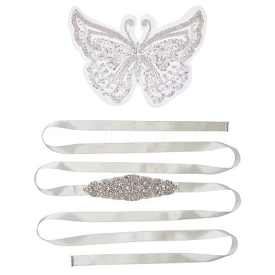 1Pc 3D Butterfly Polyester Computerized Embroidery Appliques for Wedding Dress DIY-GF0006-64-1