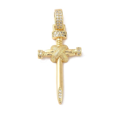 Rack Plating Brass & Cubic Zirconia Pendants KK-L216-054G-01-1