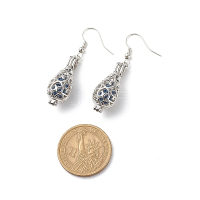 Natural Lava Rock Teardrop Dangle Earrings EJEW-JE05019-1