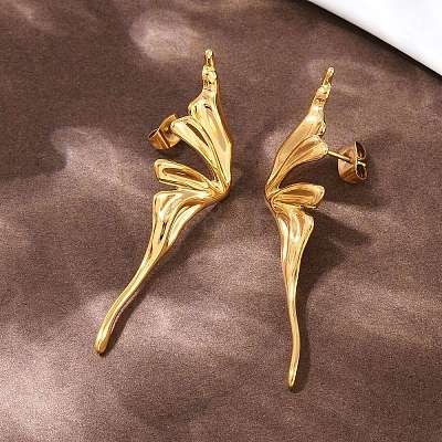 304 Stainless Steel Butterfly Wing Stud Earrings EJEW-I320-22G-02-1