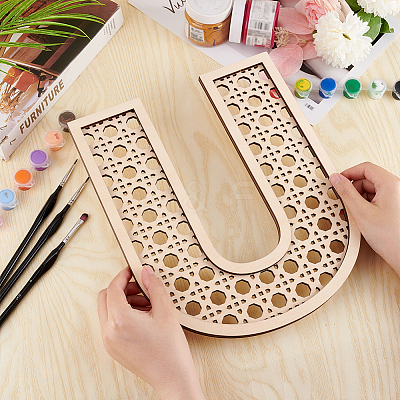 Hollow Wooden 3D Letter Wall Stickers HJEW-WH0043-57U-1