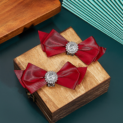 Polyester Bowknot Shoe Decorations AJEW-WH0348-227-1