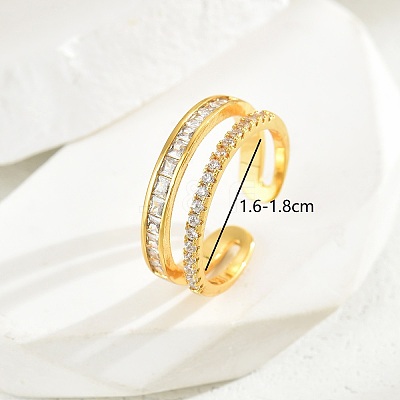 Floral Double-layer Zirconia Ring for Women Party Gift LB8033-3-1