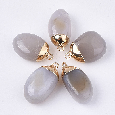 Electroplate Natural Grey Agate Pendants G-S344-81-1