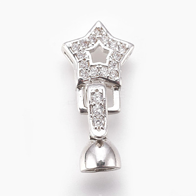 Brass Micro Pave Cubic Zirconia Fold Over Clasps KK-P164-11P-1