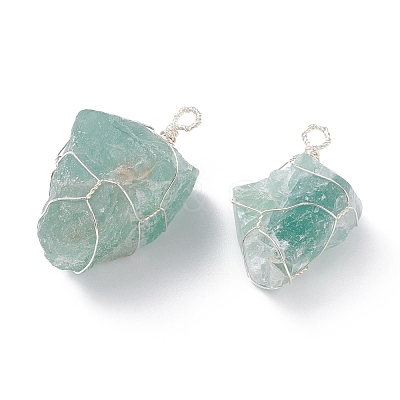 3Pcs 3 Styles Rough Raw Natural Rose Quartz & Quartz Crystal & Green Aventurine Big Pendants PALLOY-JF01391-1
