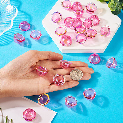 30Pcs UV Plating Acrylic Bead Caps PACR-TA0001-20A-1