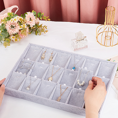 1Pc 18-Slot Velvet Pendant Necklace Displays PDIS-PH0001-05-1