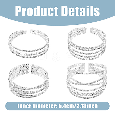 4Pcs 4 Style Crystal Rhinestone Tennis Bangles Set BJEW-FI0001-57-1