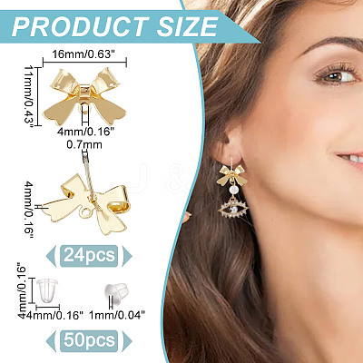 24Pcs Alloy Stud Earring Findings EJEW-HY0001-06-1