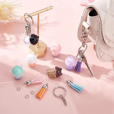 DIY Bubble Tea/Boda Milk Tea Charm Keychain Making Kit DIY-SC0019-18-1