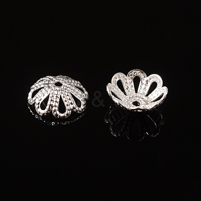 Silver Color Flower Brass Bead Spacer Caps X-EC131-S-1