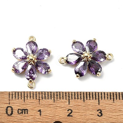 Brass Pave Medium Orchid Cubic Zirconia Connector Charms X-FIND-Z029-03G-1