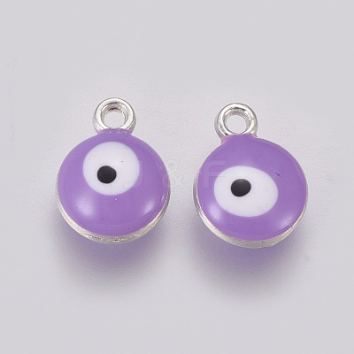 Double-sided Platinum Plated Alloy Enamel Charms ENAM-WH0046-B07-1
