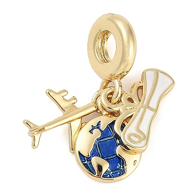 Rack Plating Brass Enamel European Dangle Charms KK-P287-12G-1