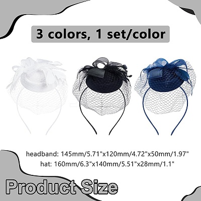 3 Sets 3 Colors Mesh Veil Hair Bands MRMJ-WR0001-05-1