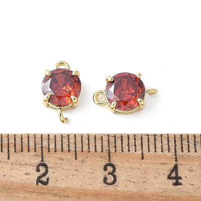 Brass Pave Cubic Zirconia Connector Charms KK-F892-53G-09-1
