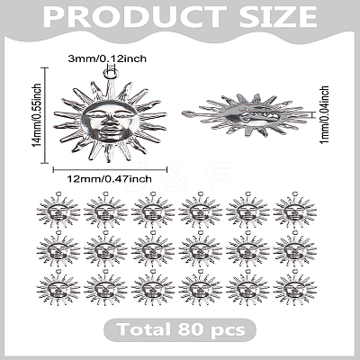 80Pcs 304 Stainless Steel Pendants STAS-LP0003-79-1
