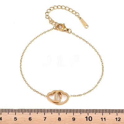 Interlock Heart 304 Stainless Steel Link Bracelets BJEW-B171-14G-1