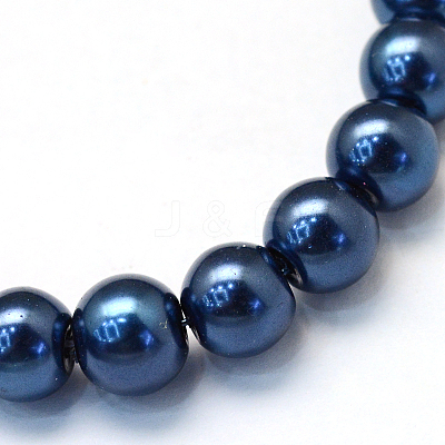 Baking Paint Pearlized Glass Pearl Round Bead Strands X-HY-Q330-8mm-15-1
