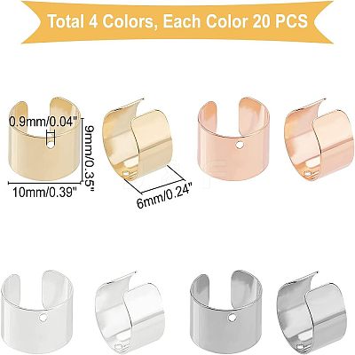 80Pcs 4 Colors 304 Stainless Steel Ear Cuff Findings STAS-UN0023-17-1