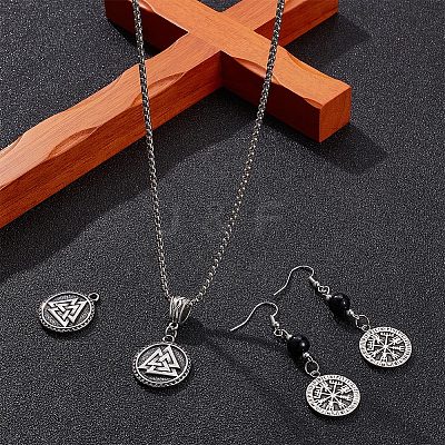 4Pcs 2 Style 304 Stainless Steel Pendant STAS-UN0055-80-1