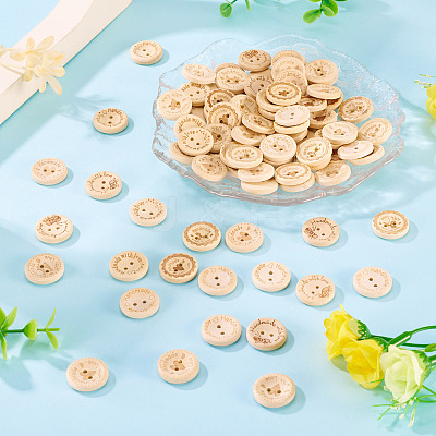 200Pcs 8 Styles Wood Buttons BUTT-TA0001-34-1
