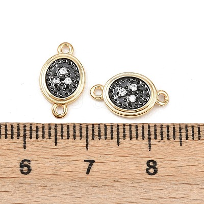 Brass Pave Clear Cubic Zirconia Connector Charms KK-L251-19G-01-1