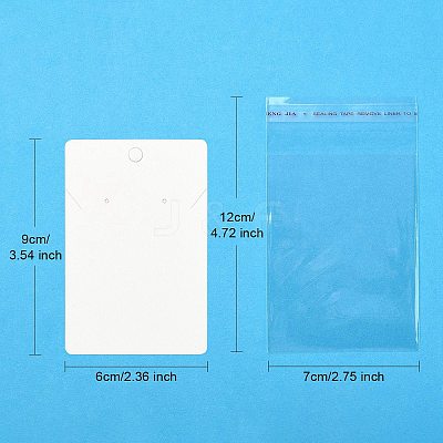 30Pcs Rectangle Paper One Pair Earring Display Cards with Hanging Hole DIY-YW0008-55A-1